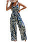 Women's Chevron V-Neck Sleeveless Straight Leg Jumpsuit