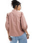 & Other Stories high neck blouse with volume sleeves in washed pink