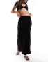 Miss Selfridge linen blend bias maxi skirt in black