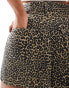 Mango leopard print mini skirt in brown