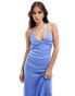 & Other Stories halter neck midi dress with strappy back detail in blue