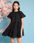 Sister Jane textured rose jacquard mini dress in black