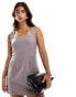 Closet London square neck mini dress in grey