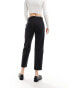 Stradivarius tailored pleat front cropped trouser in black