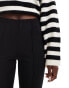 Vila pleat front jersey flared trousers in black