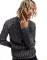 Reclaimed Vintage plated rib knitted jumper in charcoal