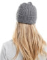 ASOS DESIGN fisherman rib beanie in grey marl