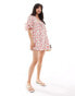 Wednesday's Girl floral print deep-v mini smock dress in pink