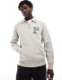 Polo Ralph Lauren retro sports logo half zip rugby sweatshirt in grey marl