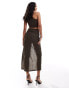 ASOS DESIGN co-ord ripple texture maxi skirt in brown