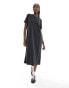 Monki maxi t-shirt dress in black