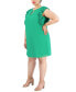 Plus Size Jewel-Neck Pleat-Sleeve Dress