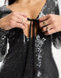 Kyo The Brand sequin keyhole detail with tie mini dress in gunmetal