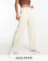 ASOS DESIGN Petite dad trouser with linen in stone