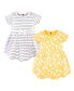 Toddler Girls Cotton Short-Sleeve Dresses 2pk, Yellow Daisy