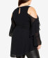 Plus Size Hi Lo Cold Shoulder Long Sleeve Top