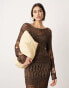 ASOS EDITION long sleeve macrame knit maxi dress in brown