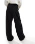 Vila high waisted dad trousers with waistband detail in black