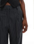 Vero Moda tailored wide leg dad trousers in phantom grey pinstripe