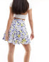 Wednesday's Girl floral print flippy mini skirt in blue