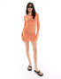 Something New X Larissa Marielle Wehr sheer crochet mini dress in sunset orange