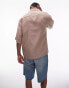 Topman short sleeve relaxed satin shirt in camel