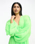 ASOS DESIGN micro pleated batwing trapeze mini dress in neon green