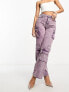 Kyo The Brand denim metallic utility wide leg jean co-ord in lilac