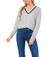 Women's Contrast Collar V-Neck Sweater