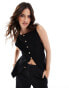 ASOS DESIGN knitted slash neck waistcoat in black