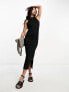 River Island ribbed racer midi dress in black