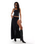 Lioness low rise thigh split maxi skirt co-ord in black