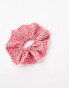 DesignB London double layer gingham scrunchie in red