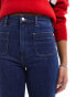 & Other Stories high rise flared jeans with patch pockets in dark blue wash