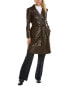 Badgley Mischka Triss Double-Breasted Leather Trench Coat Women's