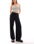 Noisy May loose fit linen mix trouser in black