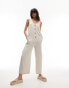 Topshop button through casual jumpsuit in oat