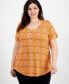 Plus Size Marrakesh Medallion Print V-neck Top, Created for Macy's