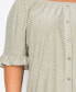 Plus Size Swiss Dot Button Front Ruffle Sleeve Top