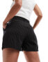 Pimkie high waisted tailored shorts in grey pinstripes