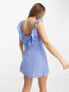 ASOS DESIGN ruffle detail mini wrap sundress in cornflour blue