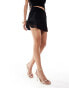 Love Triangle velvet mini skirt with lace trim in black co ord