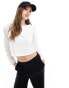 Cotton On boat neck cropped long sleeve top in natural white