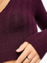 Pacsun pointelle long sleeve v-neck top in wine