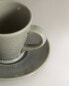 Glazed stoneware espresso cup and saucer