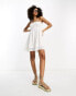 River Island lace insert bandeau mini beach dress in white