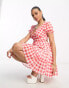 Rebellious Fashion mini skater dress with open back in red gingham