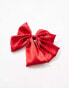 DesignB London satin hair bow in cherry red