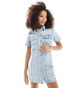 ASOS DESIGN mini denim fitted shirt dress in lightwash blue