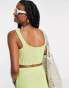 ASOS DESIGN co-ord knitted wide rib crop top in green